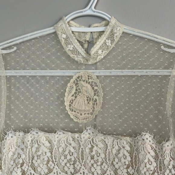 Vintage 1970’s Toutay Bar cream lace dress size XS 36 - Picture 3 of 16